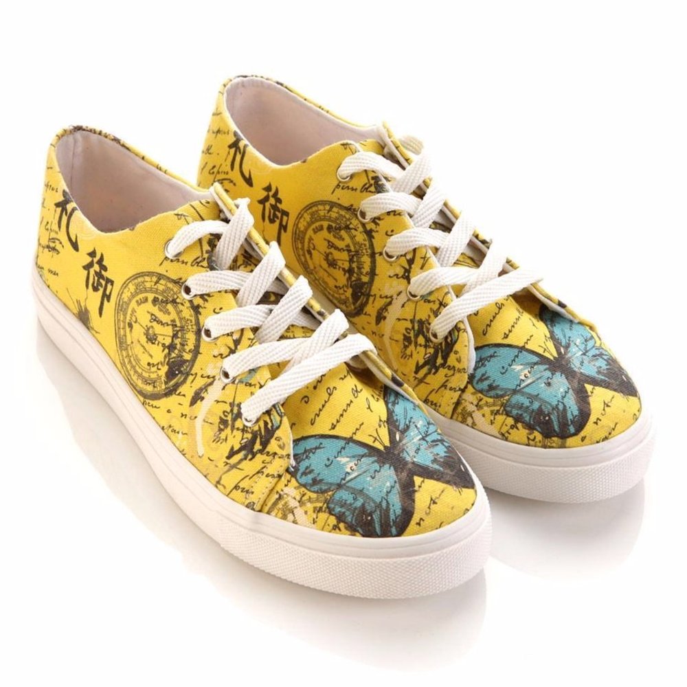Goby Shoes - Yellow Blue Butterfly Sneakers